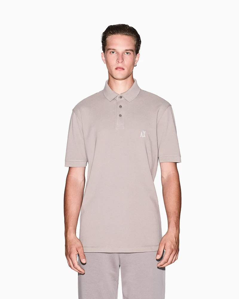Armani Exchange - Regular fit cotton polo with logo, Man, Beige, Size:
