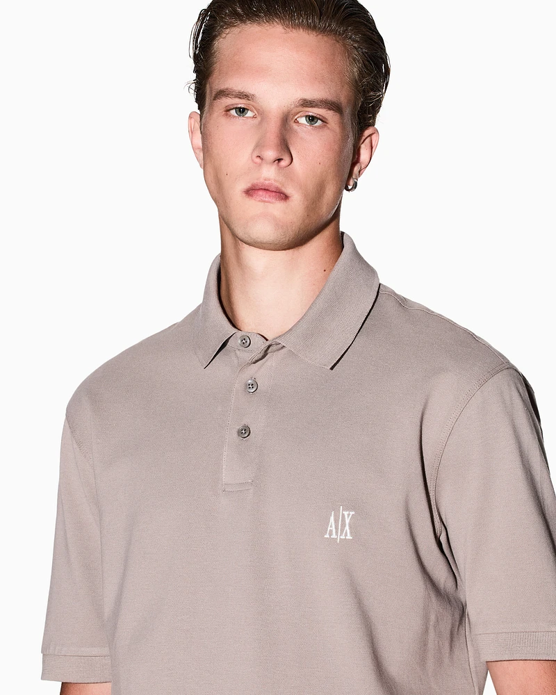Armani Exchange - Regular fit cotton polo with logo, Man, Beige, Size: