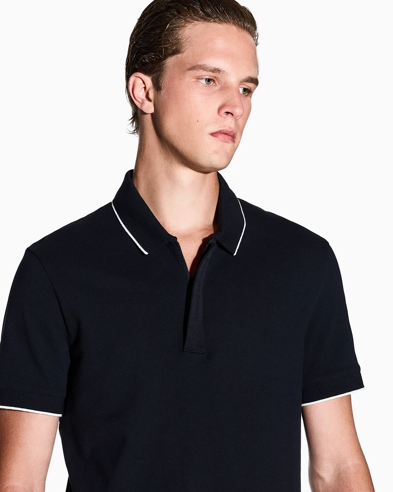 Armani Exchange - Slim fit polo with button insert, Man, Navy Blue, Size: