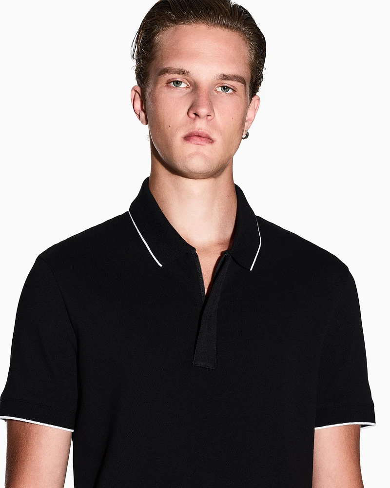 Armani Exchange - Slim fit polo with button insert, Man, Black, Size: