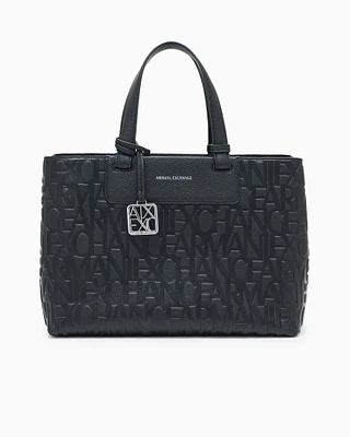 Armani Exchange - Handbag with allover logo, Woman, Black, Size: TU