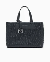 Armani Exchange - Handbag with allover logo, Woman, Black, Size: TU