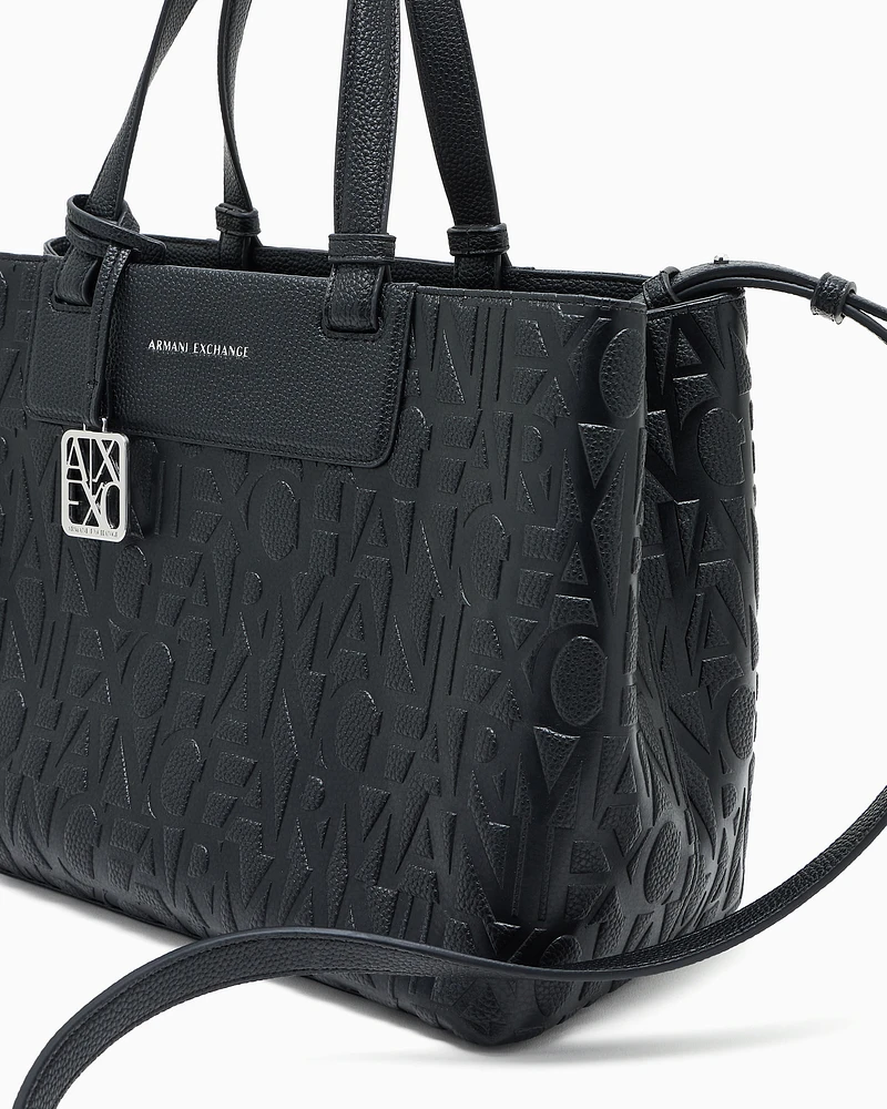Armani Exchange - Handbag with allover logo, Woman, Black, Size: TU