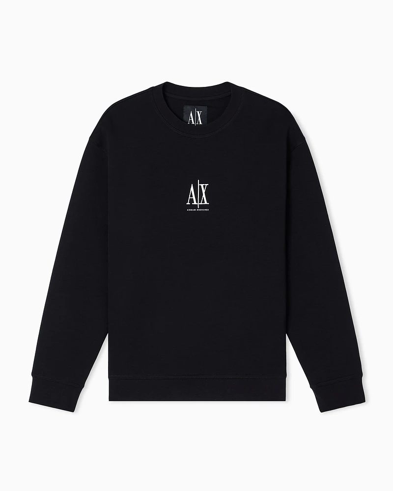 Armani Exchange - Crewneck sweatshirt with embroidered logo, Man, Black, Size: