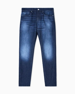 Armani Exchange - J14 skinny fit jeans stone washed cotton denim, Man, Blue, Size:
