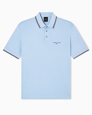 Armani Exchange - Regular fit cotton jersey polo shirt, Man, Light Blue, Size:
