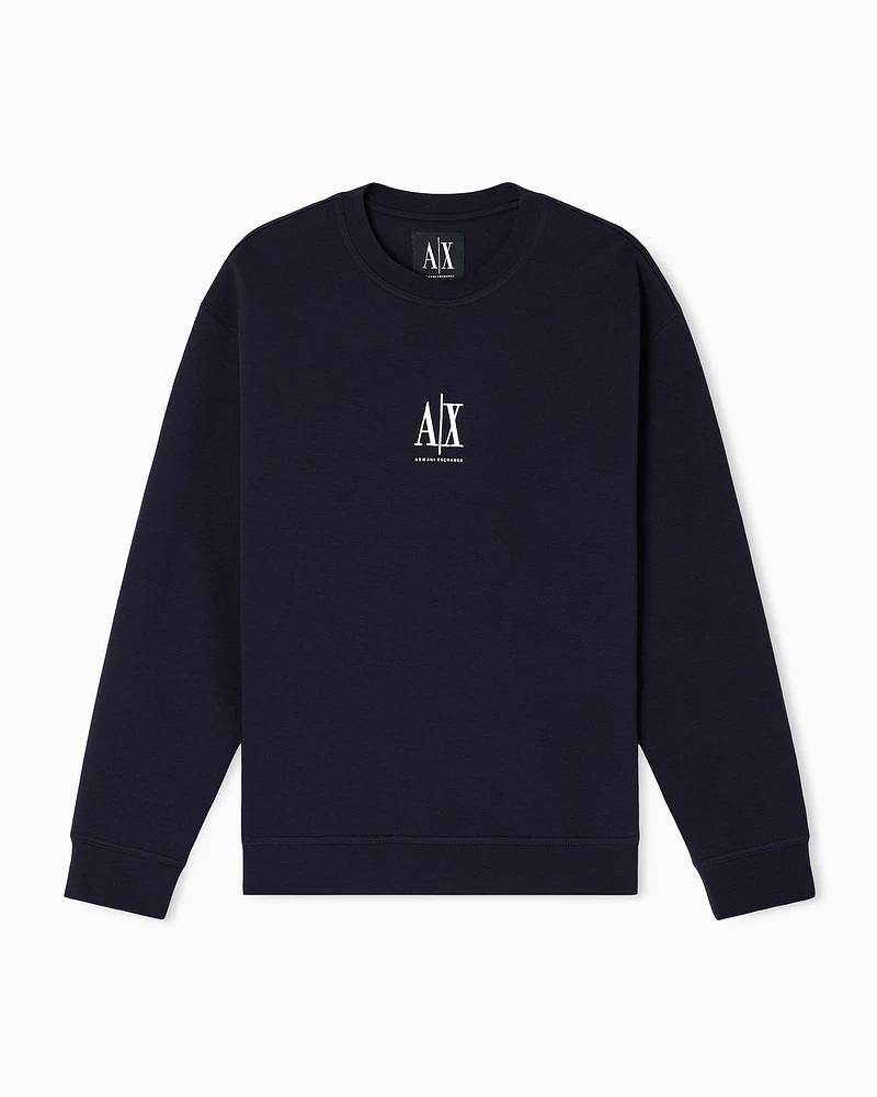 Armani Exchange - Crewneck sweatshirt with embroidered logo, Man, Navy Blue, Size: