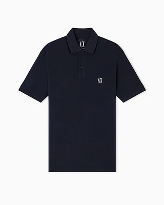 Armani Exchange - Regular fit cotton polo with logo, Man, Navy Blue, Size: