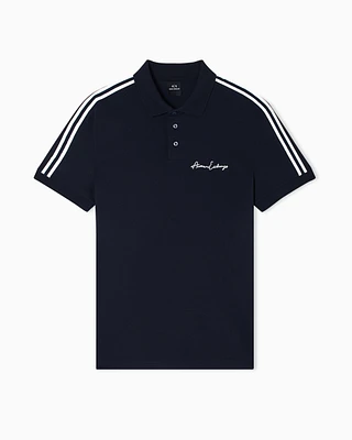 Armani Exchange - Regular fit polo shirt with Signature Logo, Man, Navy Blue, Size: