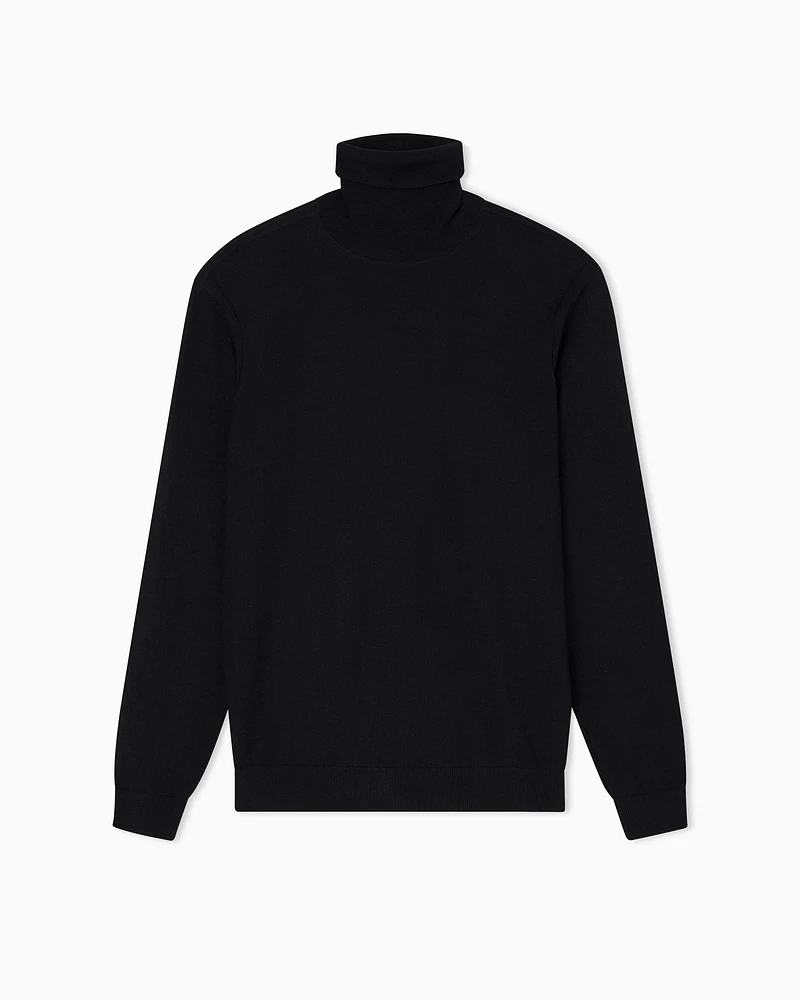 Armani Exchange - Wool Blend Turtleneck Sweater, Man, Black, Size: S