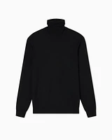 Armani Exchange - Wool Blend Turtleneck Sweater, Man, Black, Size: S