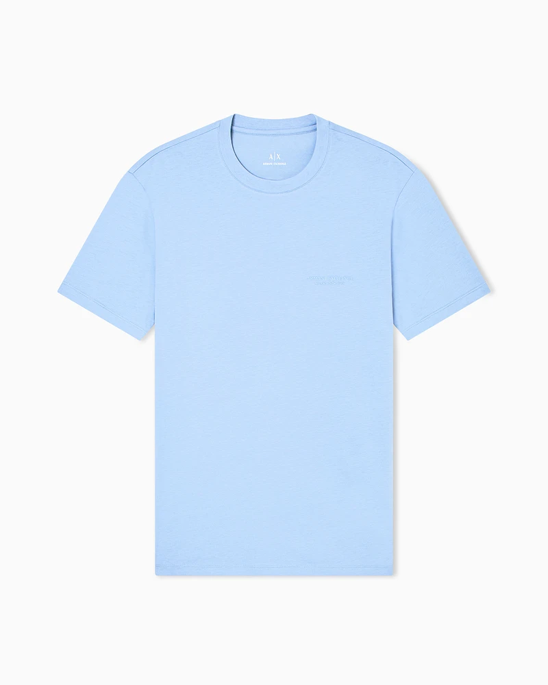Armani Exchange - Regular fit T-shirt with logo, Man, Light Blue, Size: