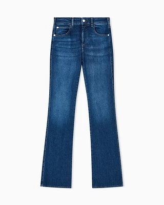 Emporio Armani - J47 Mid-high rise jeans with a flared leg worn-look stretch denim, Woman, Blue, Size: