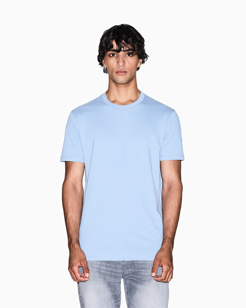 Armani Exchange - Regular fit T-shirt with logo, Man, Light Blue, Size: