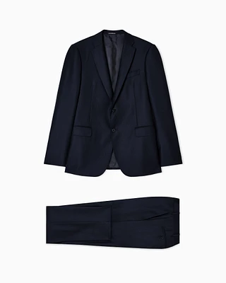 Emporio Armani - Regular-fit single-breasted suit stippled micro-chevron virgin wool, Man, Blue, Size:
