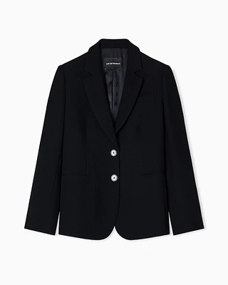 Emporio Armani - ASV single-breasted blazer waffle weave technical fabric, Woman, Black, Size: