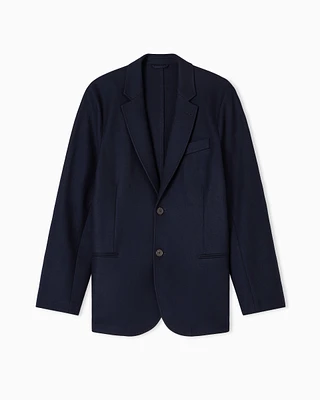 Emporio Armani - Travel Essentials single-breasted virgin-wool flannel blazer, Man, Navy_blue, Size: