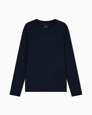 Armani Exchange - Pima Cotton Long Sleeve T-Shirt, Man, Navy_blue, Size: