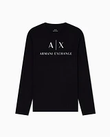 Armani Exchange - Long sleeve T-shirt with logo prints, Man, Black, Size: