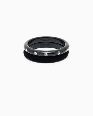 Emporio Armani - Set of 2 bangles with Swarovski rhinestones, Woman, Black, Size: TU