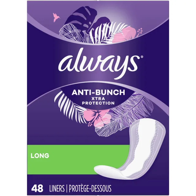 Always Xtra Protection Dailies Feminine Panty Liners for Women, Extra Long,  368 Count, Unscented (92 Count, Pack of 4 - 368 Count Total)