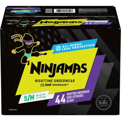 Ninjamas Nighttime Bedwetting Underwear Boy Size /M Count