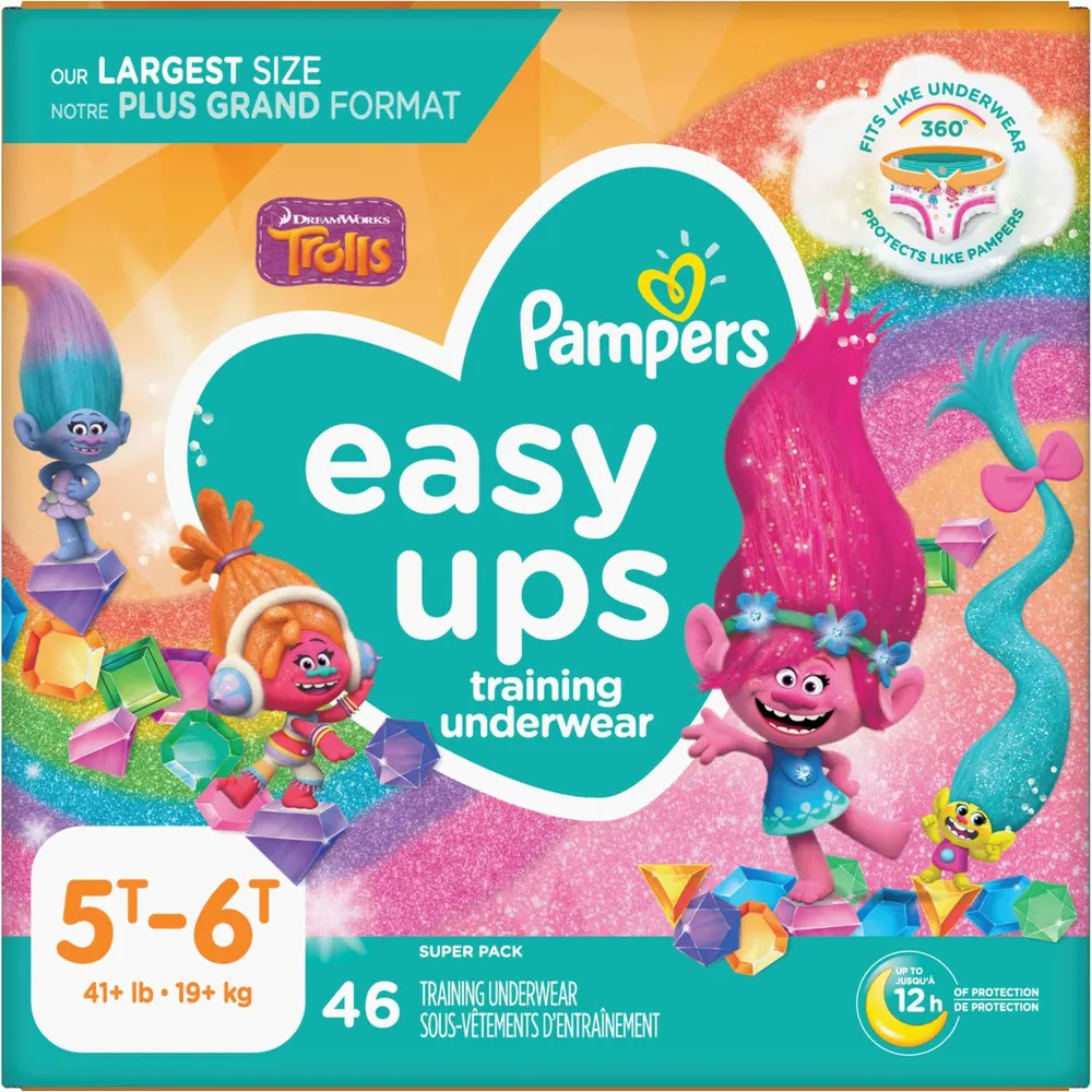 Pampers Easy Ups Training Girls Underwear, Size 6 (4T-5T), 104 Count :  : Baby