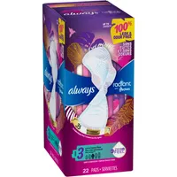 Always Radiant FlexFoam Pads for Women Size 3, Extra Heavy Flow Absorbency,  100% Leak & Odor Free Protection is possible, with Wings, Scented, 22 Count