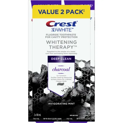 Crest 3D White Charcoal Whitening Therapy Toothpaste 2x110ml Twin Pack