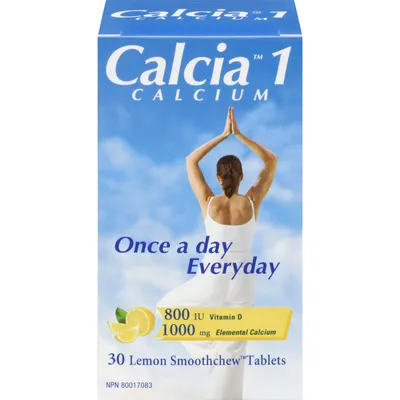 Calcia 1 Calcium with Vitamin D 1000MG Calcium Lemon