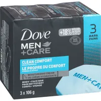 Dove Men+Care Body and Face Bar for clean and smooth skin Clean Comfort ¼ moisturizing cream 106 g Pack of 3