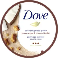 Dove  Exfoliating Body Polish for silky smooth skin Brown Sugar & Coconut Butter body scrub exfoliates & restores skin's natural nutrients 298 g