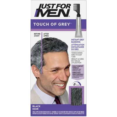 Just For Men Touch of Gray, Hair Coloring with Comb Applicator, Great for a Salt and Pepper Look - Black, T-55