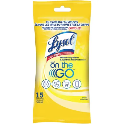 LYSOL Disinfecting Wipes - Lysol On the Go - Citrus 15 ct