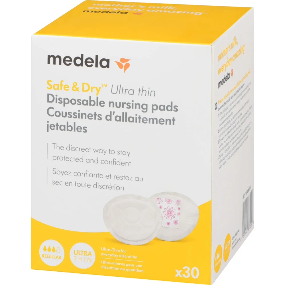 Medela Safe & Dry Nursing Pads, Disposable, Ultra Thin, Regular - 120 pads