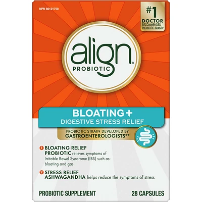 Probiotic, Bloating + Digestive Stress Relief, Probiotic for Women and Men with Ashwagandha, Probiotic for Gut Health, Helps Relieve Symptoms of Irritable Bowel Syndrome (IBS) such as Bloating, Gas, and Abdominal Discomfort, 28 Capsules