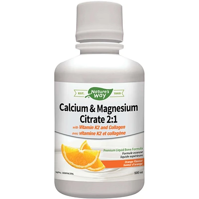 Calcium & Magnesium Citrate 2:1 with Vitamin K2 & Collagen, Orange