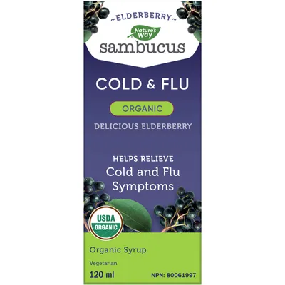 Organic Sambucus Cold and Flu Care, Syrup Elderberry, 120 ml