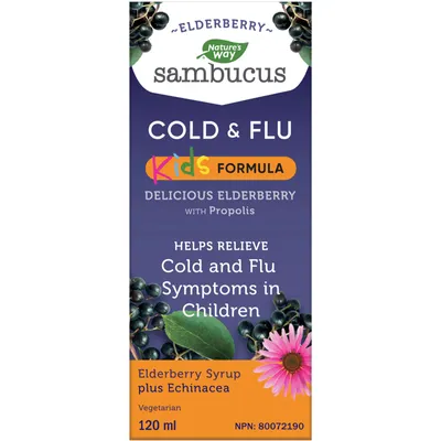 Sambucus Kids Cold and Flu Care, Syrup Berry Flavour, 120 ml