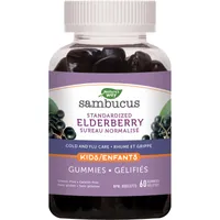 Nature's Way Sambucus Kids Cold and Flu Care, Standardized Elderberry with Vitamin C and Zinc, Immune Support, 60 Gummies