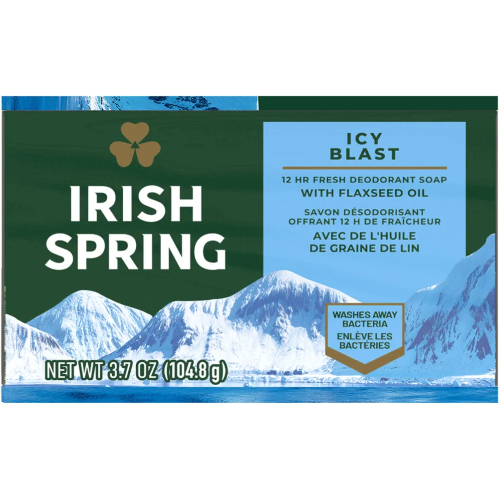 Irish Spring Moisture Blast Deodorant Bar Soap for Men, 3.7 oz, 12 Pack