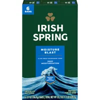 Irish Spring Moisture Blast Deodorant Bar Soap for Men, 104.7 g, 6 Pack