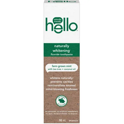 Hello Naturally Whitening Fluoride Toothpaste - 98 mL