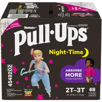 Huggies Pull-Ups Girls' Night-Time Potty Training Pants, 2T-3T, 68 Ct 