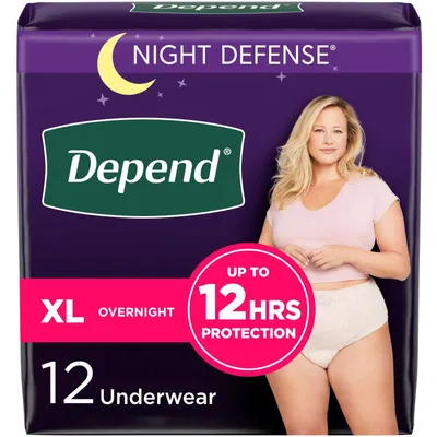 Night Defense Incontinence Underwear for Women, Overnight, XL