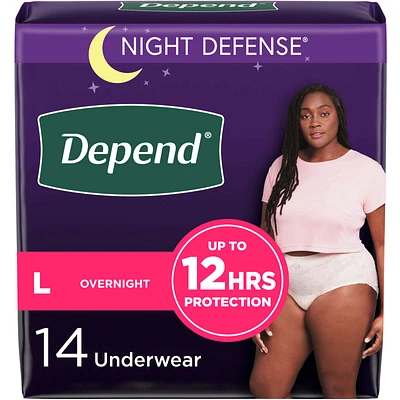 Night Defense Incontinence Underwear for Women, Overnight, Large