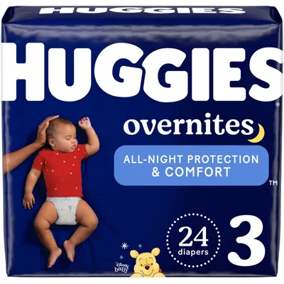 Huggies Overnites Nighttime Baby Diapers, Size 3, 24 Ct