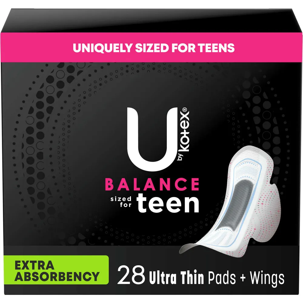 Teen Ultra Thin Feminine Pads with Wings, Extra Absorbency, 28 ct