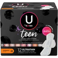 Ultra Thin Teen Pads with Wings, Overnight Protection, Unscented