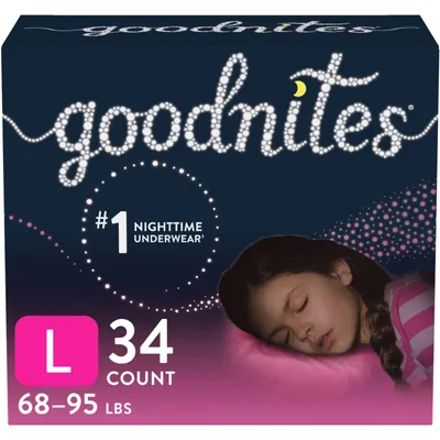 Goodnites Girls' Nighttime Bedwetting Underwear, (-95 lb